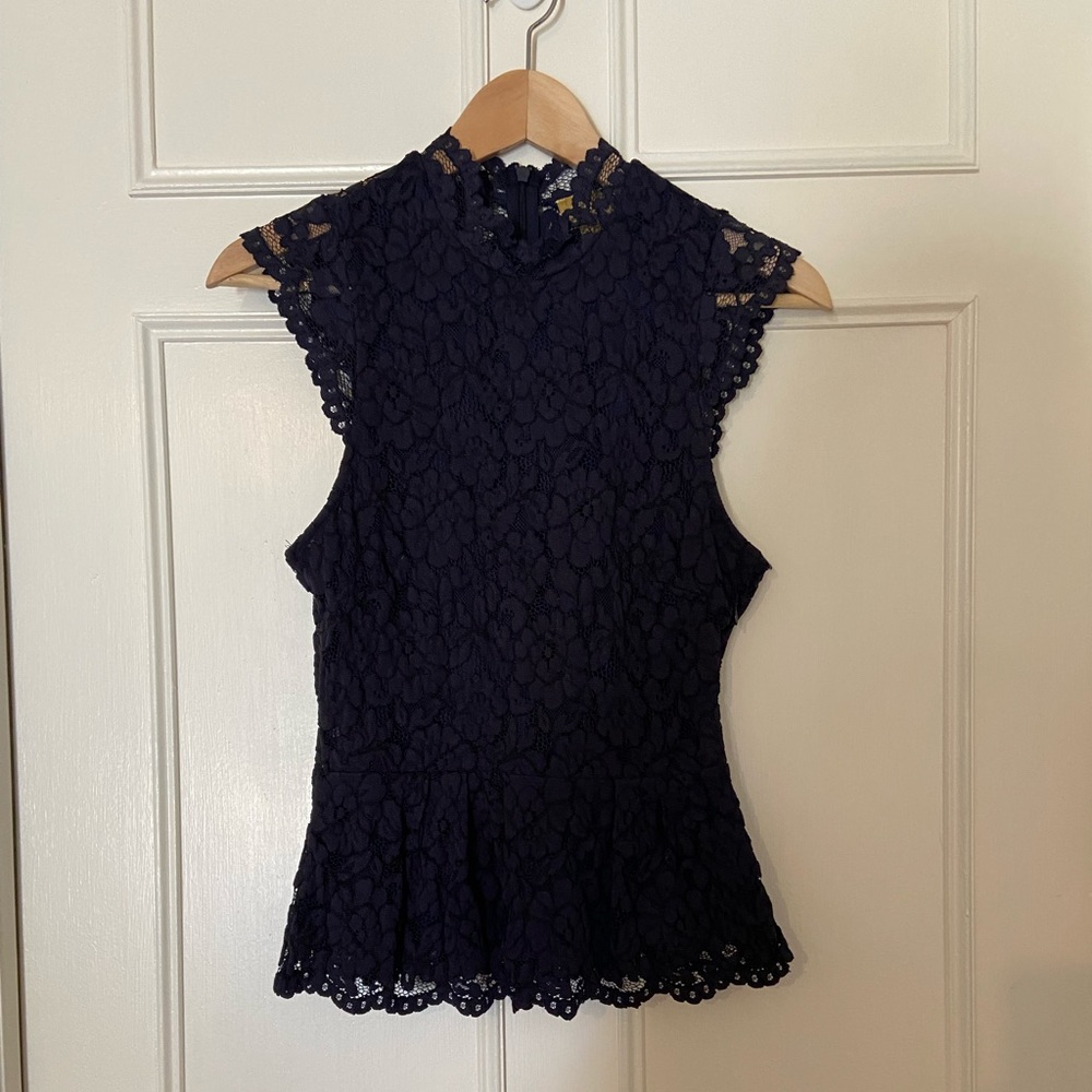 H&M Mock Neck Peplum Lace Top